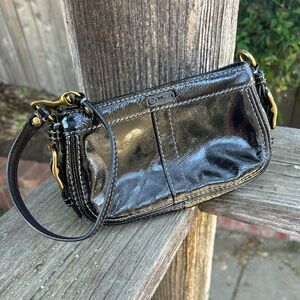 Coach Zoe patent leather wristlet, handbag purse
